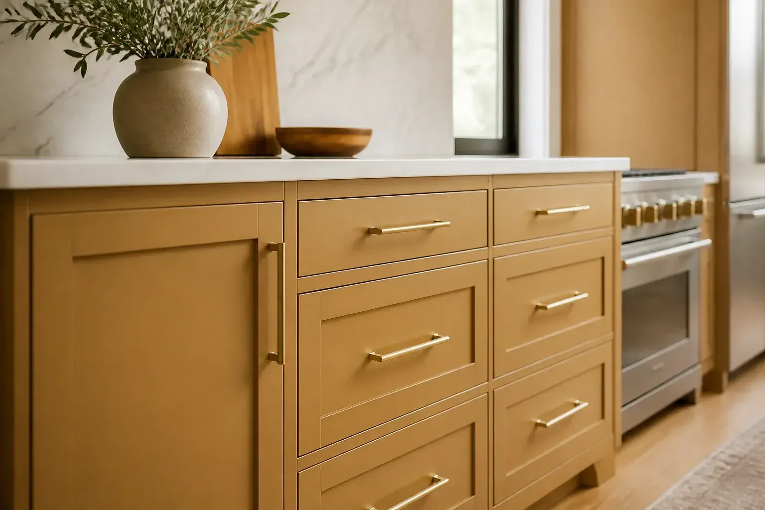 Smooth matte kitchen cabinets with clean updated finish